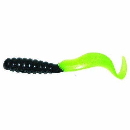 Mister Twister Teenie Curly Tail Grub, 2 BlackChartreuse Pearl Tail, 20PK TTO20-310P